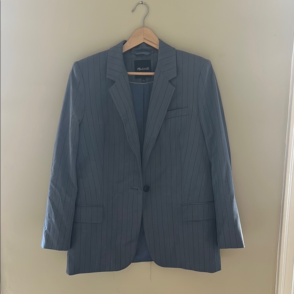 Madewell Blue Pinstripe Blazer